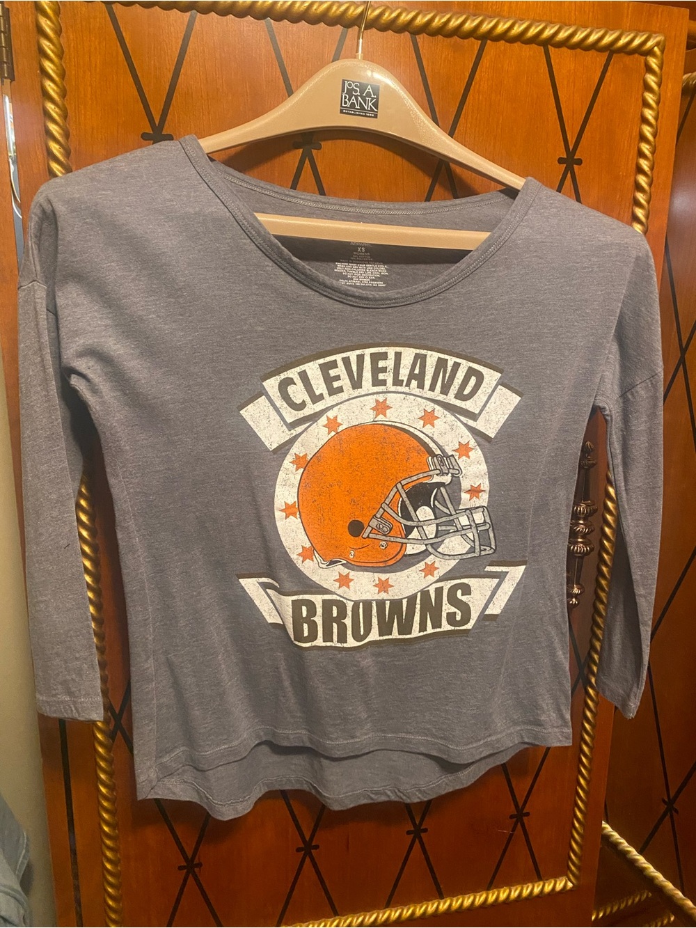 Cleveland Browns  vintage Women's Long Sleeve Tee - Gray & Orange